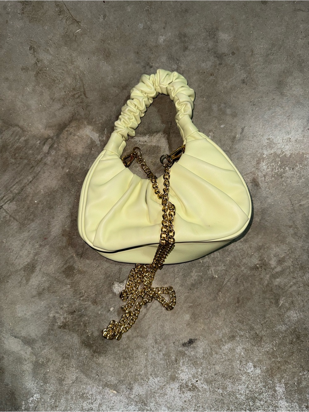 Lime Green Ruched Mini Shoulder Bag + Gold Chain